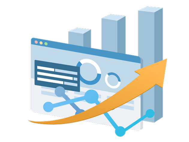 向上箭頭示意成長